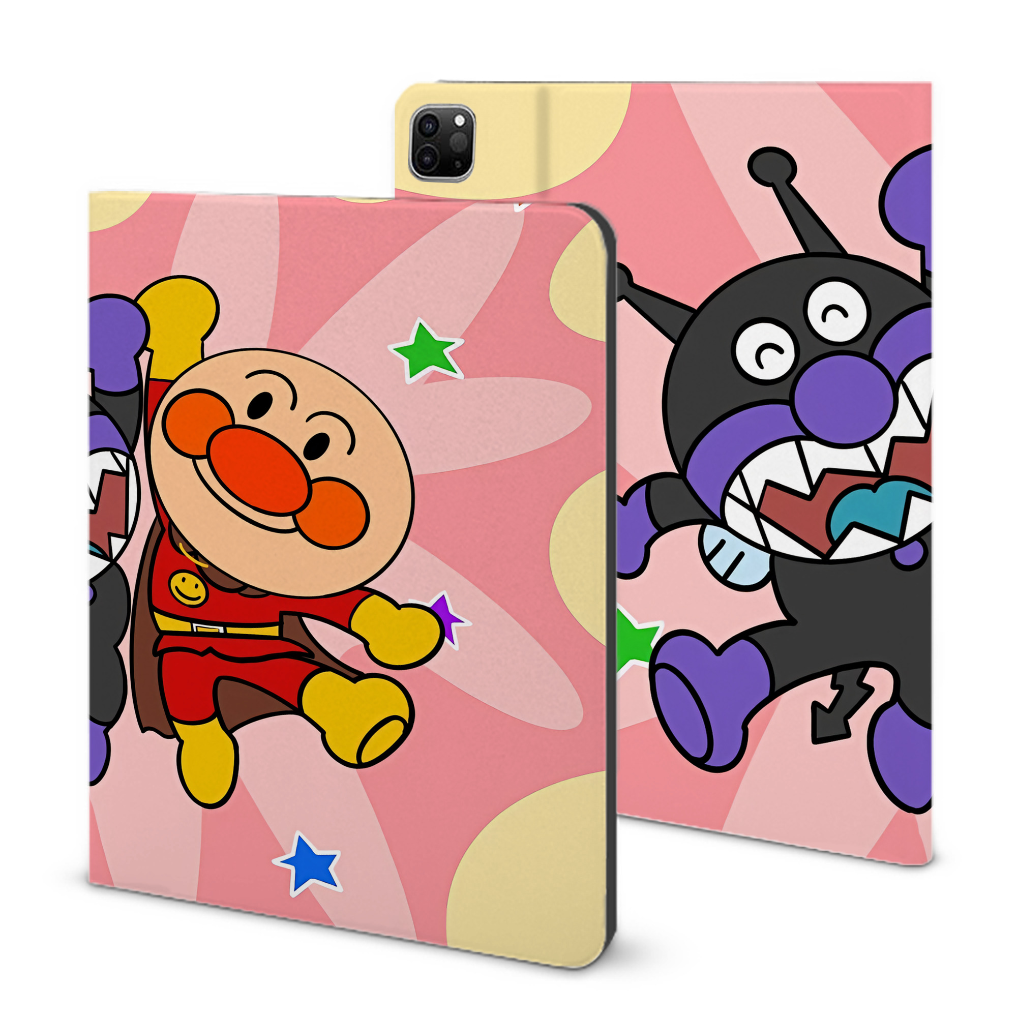 （画像用） アンパンマン Anpanman IPad ケース ブック型 PUレザー TPU 耐衝撃 軽量 薄型 ペン収納なし 全面保護 IPad 各モデル対応